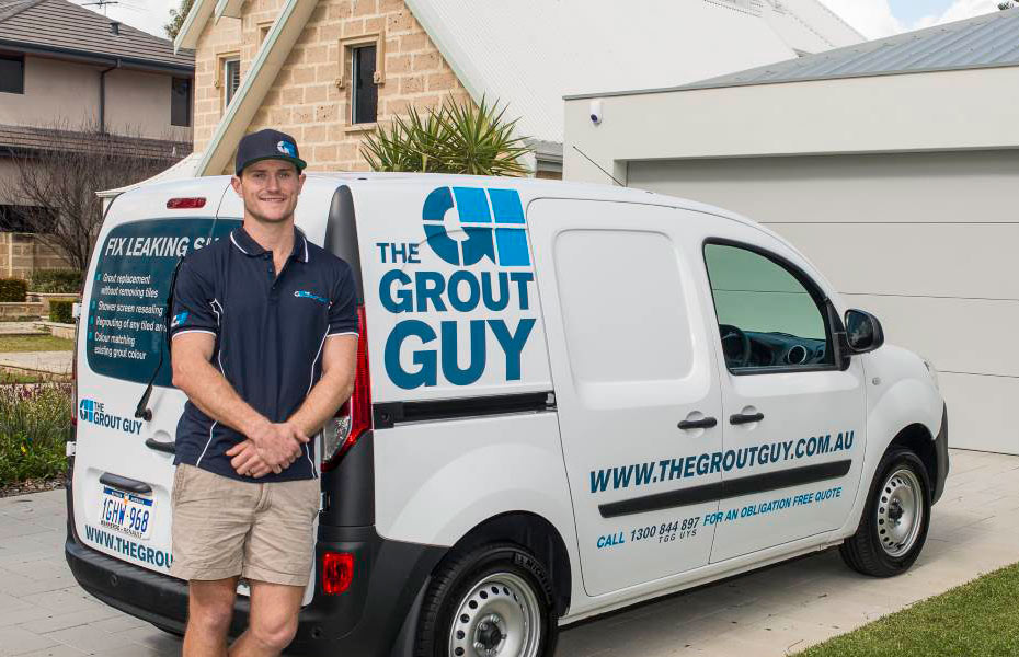 The-Grout-Guy-Tradesman-Outside-home-with-van The-Grout-Guy-Tradesman-Outside-home-with-van