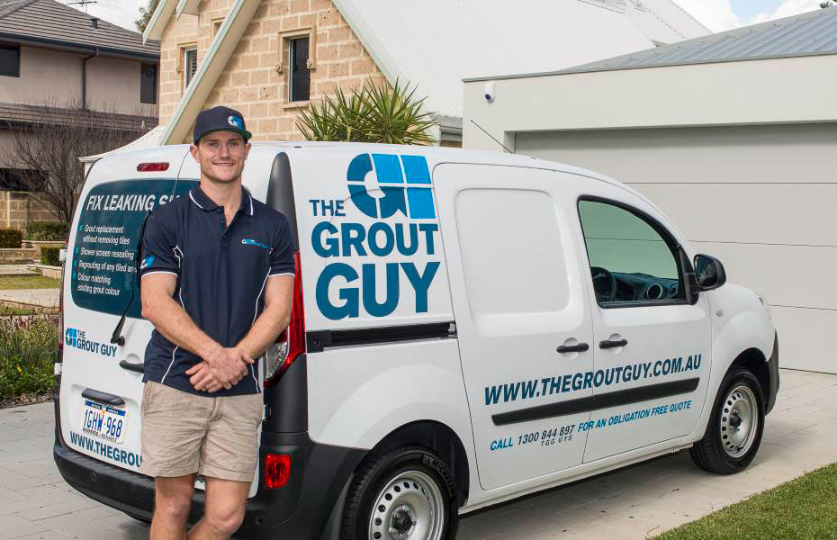 The-Grout-Guy-Tradesman-Outside-home-with-van