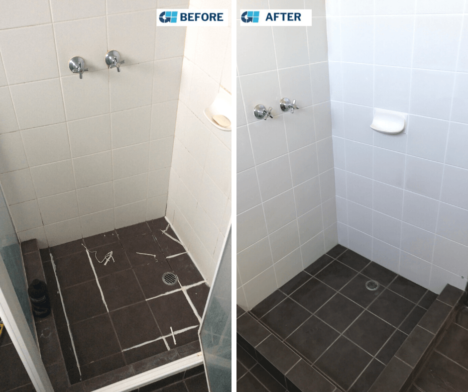 Tile regrouting before and after pics